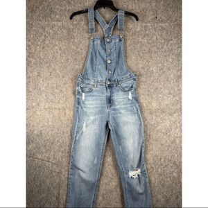 Sky And Sparrow Overalls Women's Size 7 Blue Denim Distressed Workwear Straps